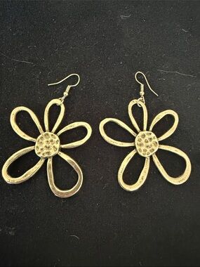 Silver Flower Dangle Earrings - Unbranded